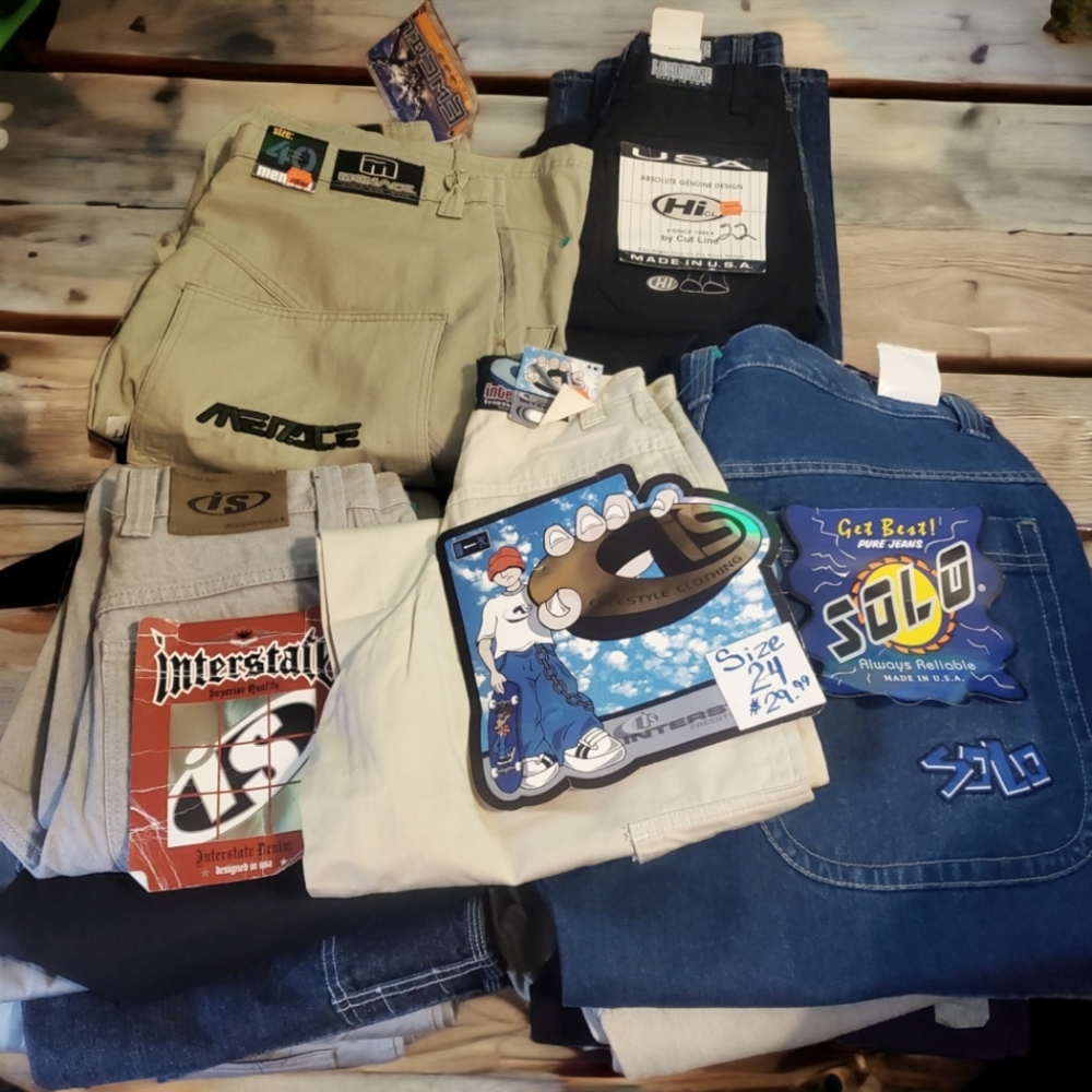 Vintage 90s Y2K baggy pants, from youth sizes to adult sizes. Mostly smaller